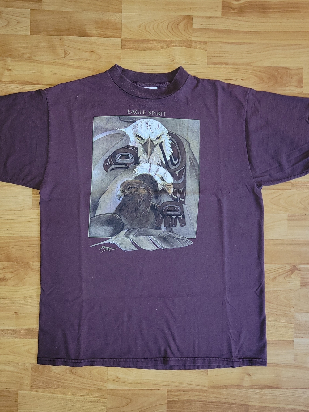 Vintage Eagle Spirit Totem Native Purple Nature T-shirt Tultex XL Extra Large
